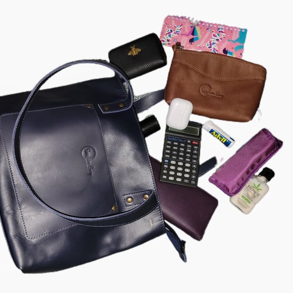 NEW in BOX, Navy tote, genuine top-grain leather tote - Picture 4 of 8